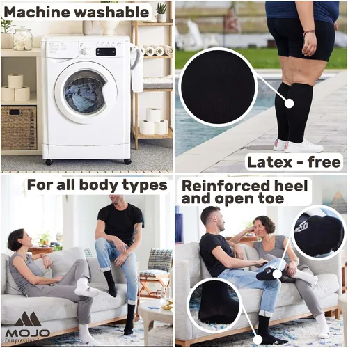 Miniatura 7 de Mojo - Calcetines de compresión atléticos, longitud hasta la rodilla con soporte medio (15-20 mmHg) para mejorar el rendimiento y la recuperación, 1