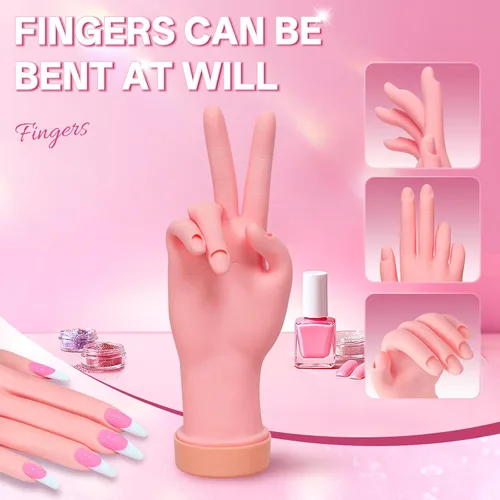 Miniatura 5 de Buqikma Mano de práctica de uñas para uñas acrílicas, mano de maniquí para práctica de uñas, flexible y flexible y flexible para práctica de uñas, 1