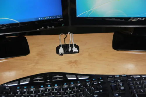 Miniatura 2 de Organizador de cables de escritorio, con peso, silicona ecológica, sin mal olor, incluye 4 bridas reutilizables (azul)