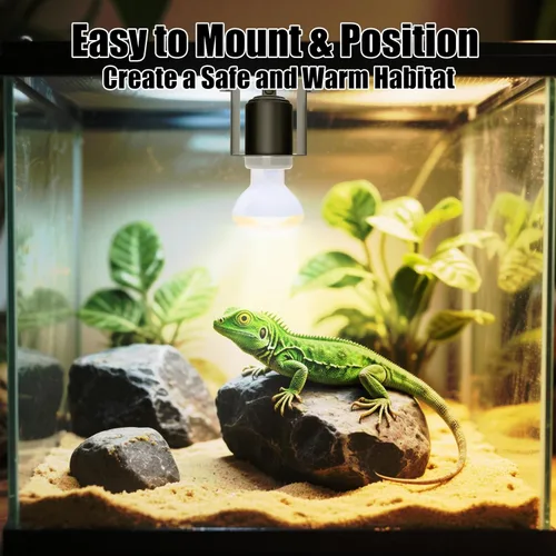 Miniatura 5 de Lámpara de calor de cerámica para reptiles, 2 soportes de luz de abrazadera de terrario para lagarto, gecko, serpiente, dragón barbudo, interruptor