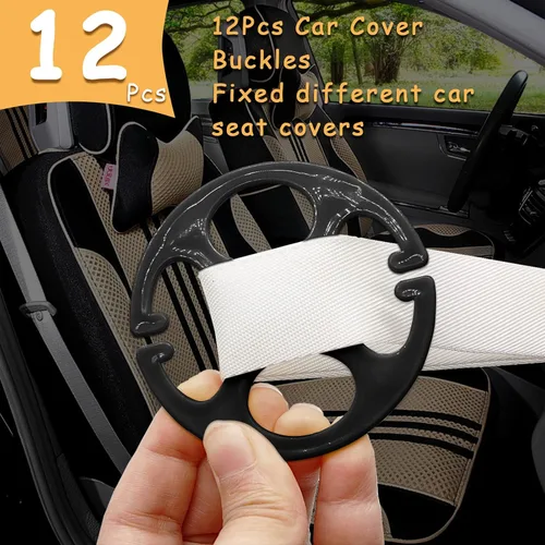Miniatura 2 de Juego de 24 fundas de asiento de automóvil, ganchos de metal con placa de ciruela, 12 fundas de plástico para asientos de automóvil y 12 ganchos