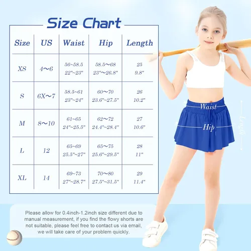 Miniatura 6 de Girls Butterfly Shorts with Pocket Flowy Athletic Shorts High Waist Preppy Running Shorts for Kids Teen