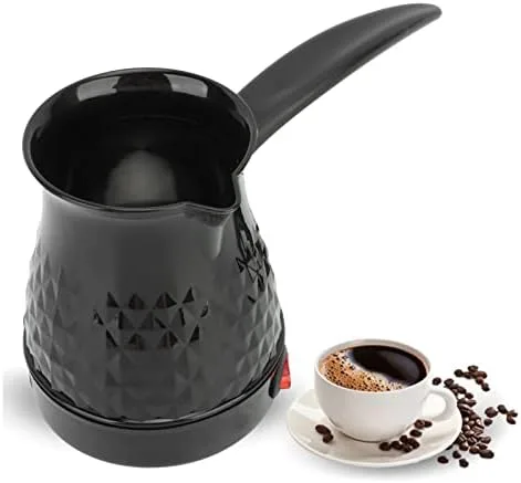 Fabater Cafetera eléctrica turca, cafetera eléctrica de 0.6 L, antiquemaduras y calefacción uniforme con mango extraíble para el hogar, oficina, café