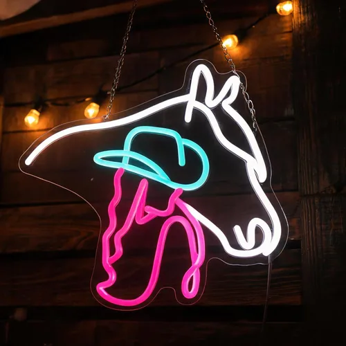 Miniatura 4 de Letrero de neón de caballo vaquera, luz de neón de mujer caballo, luz LED de señora caballo, letrero LED de vida campestre, decoración de pared