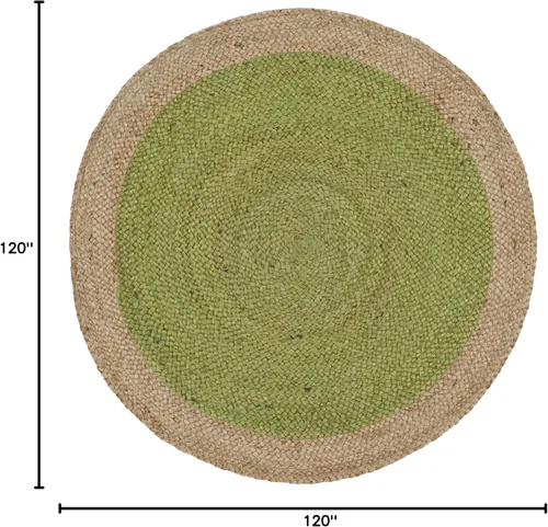 Miniatura 3 de SAFAVIEH Alfombra de Área Redonda de 10' - Colección de Fibra Natural - Verde y Marrón Natural, Yute Hecho a Mano, Diseño de Borde Trenzado (NF801G)