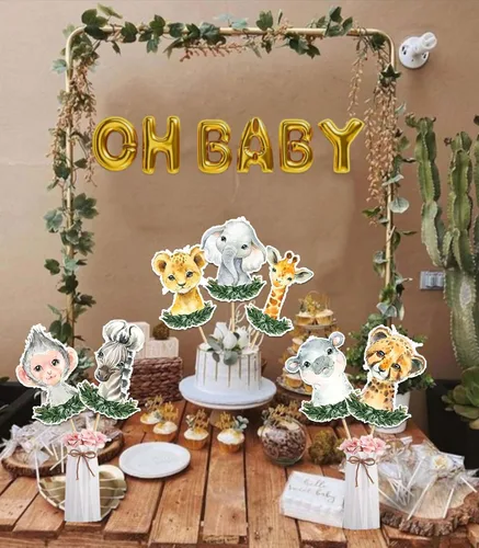 Miniatura 6 de 24 palos de centro de mesa de safari, decoración de fiesta de baby shower de animales de la selva para niños y niños, suministros de fiesta temática