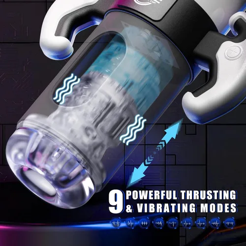 Miniatura 2 de Masturbador masculino automático, juguete sexual masculino con 9 modos de empuje y vibración, juguete de mamada, masturbadores masculinos
