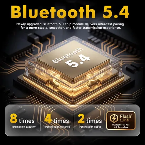 Miniatura 6 de BRYNDO - Auriculares inalámbricos Bluetooth 5.4 con conversación clara, elegante funda giratoria con cordón, carga tipo C, ajuste cómodo, T-10 Gris