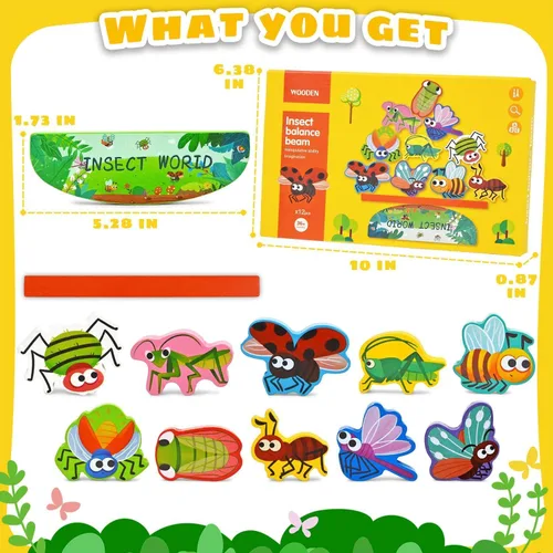 Miniatura 3 de Vileafy Juguetes de madera de insectos para niños, figuras de insectos, blcoks de construcción, juguetes educativos Montessori de madera