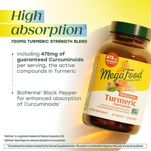 Miniatura 4 de Suplemente dietético MegaFood Turmeric Strength para todo el cuerpo, 051494100103, 120, 1