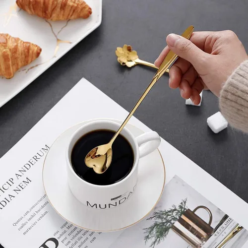 Miniatura 5 de Cucharas de acero inoxidable 304 para café, té, postre, bebida, mezcla, batido, vajilla, paquete de 8 (8 piezas en forma de corazón dorado)