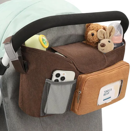 Miniatura 12 de Accmor Organizador universal para cochecito con portavasos aislado, accesorios para bolsa de cochecito, organizador de portavasos para cochecito