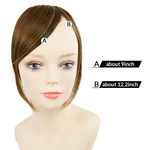 Miniatura 3 de Shinon Flequillo lateral grueso, extensiones de cabello humano real, color marrón claro