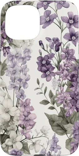 Miniatura 6 de Funda para iPhone XR White Violet Purple Lavender Lilac Floral con flores botánicas