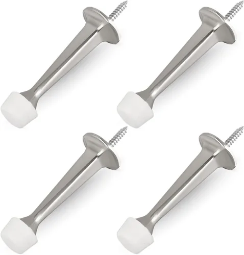 HOMOTEK - Paquete de 4 topes de puerta rígidos y resistentes con punta de goma suave, tope de puerta de zinc fundido, protege la pared y la puerta,