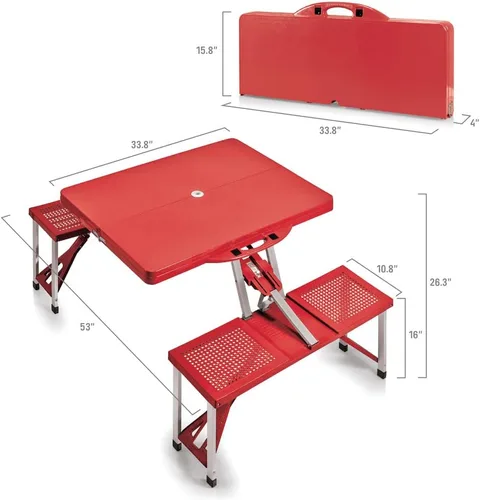 Miniatura 3 de PICNIC TIME NCAA Ohio State Buckeyes - Mesa de picnic plegable para campo de fútbol, mesa de campamento para exteriores con agujero para paraguas