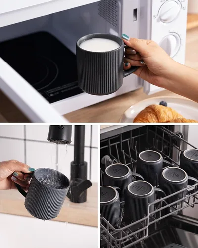Miniatura 3 de Juego de tazas de café Famiware para 6, tazas de 12 oz con asa para café, té, cacao, leche, juego de tazas de catering con estrella - juego