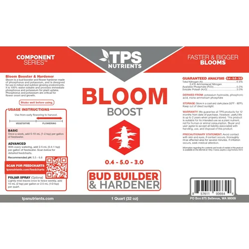 Miniatura 2 de Bloom Bud Builder & Flower Hardener Nutrientes y suplemento para plantas, desencadena una floración rápida por TPS Nutrients, 1 cuarto de galón