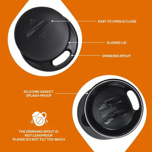 Miniatura 4 de Ideus Taza de café aislada de 16 onzas con asa y tapa, taza de café térmica al vacío de acero inoxidable de doble pared, taza de café de viaje