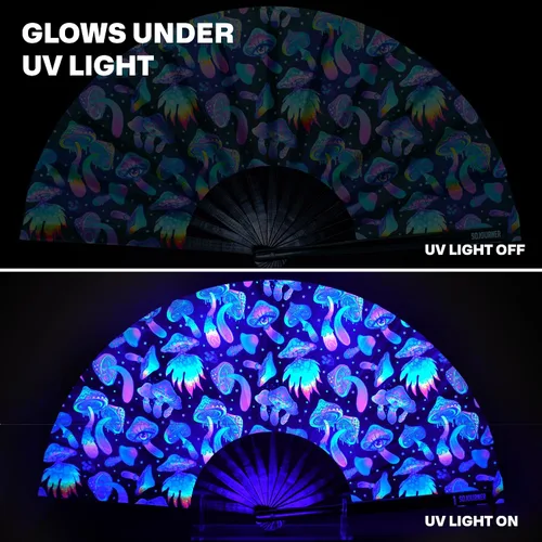 Miniatura 125 de SoJourner Bags Rave Fan – Ventilador plegable grande – Ventilador de mano Clack para raves, Halloween, Burlesque, trajes de arcoíris para mujeres