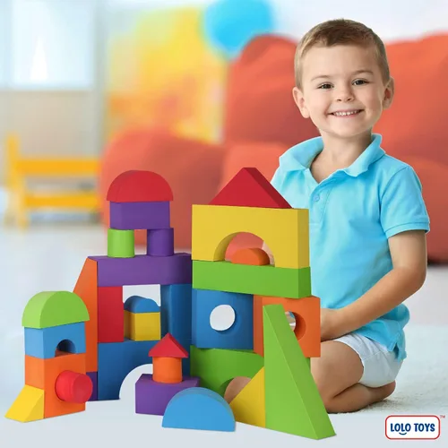 Miniatura 7 de LOLO TOYS Bloques de espuma de construcción grandes para niños pequeños – Bloques de construcción gigantes gigantes grandes (30 piezas)