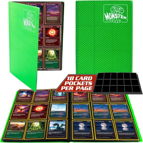 Miniatura 8 de Monster - Paquete de 25 protectores de página para tarjetas coleccionables con capacidad para 450 cartas coleccionables y 9 hojas de bolsillo