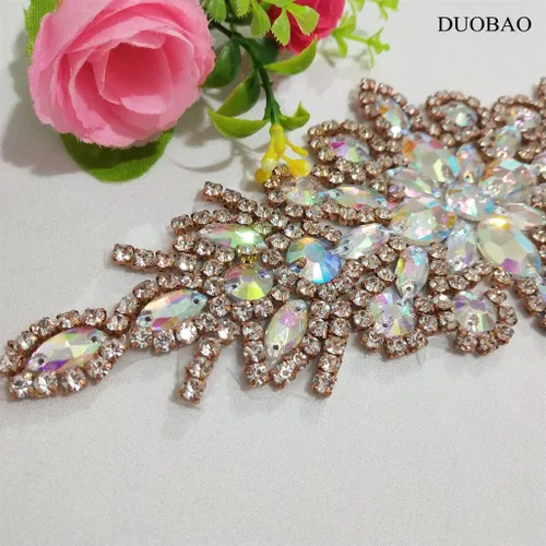 Miniatura 4 de Apliques de cuentas de perlas de diamantes de imitación rojos apliques de novia accesorios de cristal de ajuste de diamantes de imitación