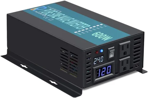 Miniatura 12 de WZRELB Inversor de corriente de onda sinusoidal pura de 500 W 12 V 120 V con 2 salidas de CA con control remoto con cable (RBP-50012WR)