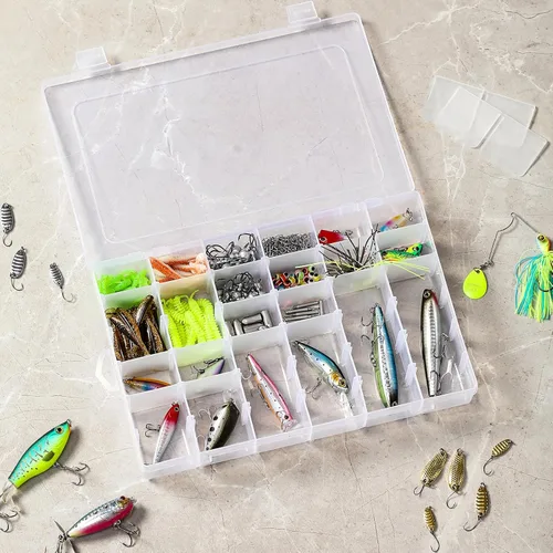 Miniatura 3 de 1 Paquete Caja Organizadora de Plástico Transparente con 36 Ranuras, Divisores Ajustables, Pequeños Organizadores de Manualidades y Almacenamiento