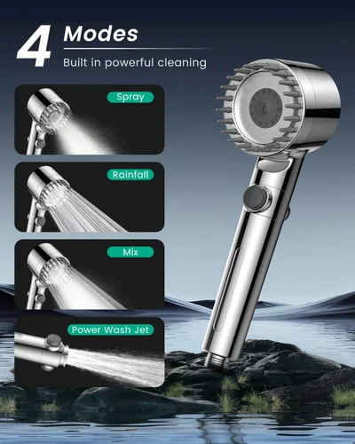 Miniatura 14 de Filtered Shower Head with Handheld with 4PCS Filters, High Pressure 4 Spray Modes Shower heads with Filter, IronDrops Water Softener Filter for Hard