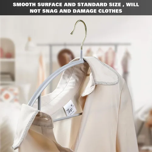 Miniatura 7 de MOPALL Perchas para ropa, paquete de 20 perchas antideslizantes para suéter sin protuberancias en los hombros, 16.5 pulgadas de ancho, duraderas