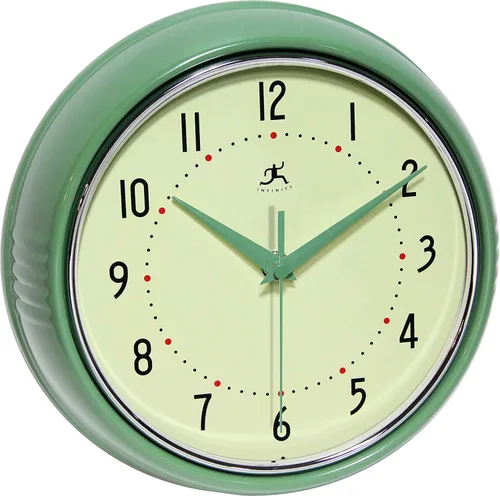 Miniatura 21 de Infinity Instruments Reloj de pared retro de 9 pulgadas, barrido silencioso, sin tictac, moderno, de mediados de siglo, para cocina, comedor