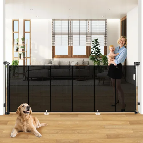 Miniatura 18 de Puertas retráctiles para bebés de 19.7 pies Puerta para perros - 236" Puerta de seguridad infantil extra ancha expandible, 37" de alto Puerta