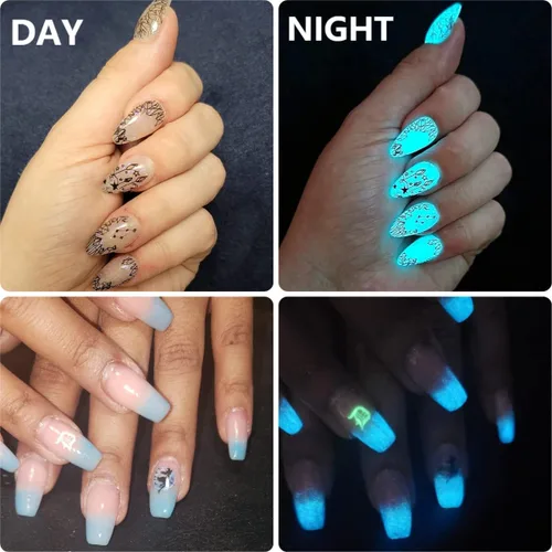 Miniatura 4 de Polvo que brilla en la oscuridad, 24 frascos de pigmento luminoso en polvo de fluorescencia nocturna, 12 colores, resina epoxi luminosa, polvo de 24