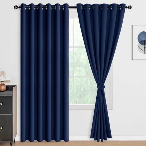 Miniatura 104 de DWCN Cortinas 100% opacas de 84 pulgadas de largo para dormitorio con forro negro, paneles de cortina de ventana de doble capa con aislamiento Azul