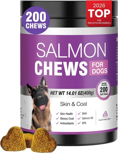 Miniatura 11 de Suplemento Omega 3 para la piel y el pelaje para perros, 200 masticables, suplementos de aceite de pescado para perros con ácidos grasos EPA y DHA