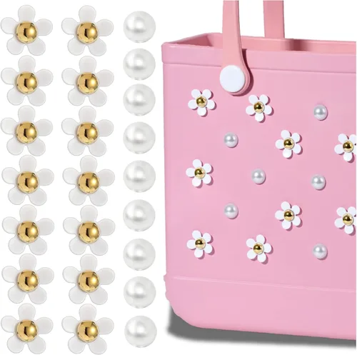 Mon Caramel Resina Bolsa de Playa Accesorios Encantos,Resina Playa Totes Accesorios Insertos,Daisy Flower Bag Charms
