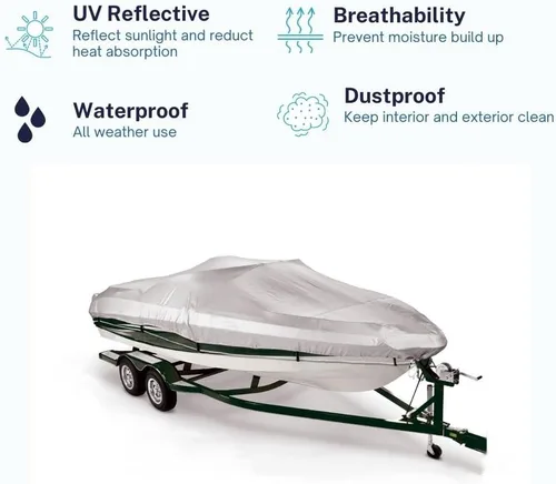 Miniatura 3 de Savvycraft Funda para lancha de 12 a 14 pies, poliéster resistente e impermeable de grado marino para lanchas V-Hull, lanchas de bajo