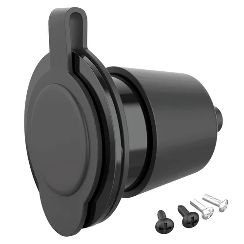 Miniatura 2 de Toma de corriente con bridas, NEMA 5-15 15 Amp Toma de corriente con brida de hoja recta con tapas, 120-125 voltios, 2 polos-3 cables, grado