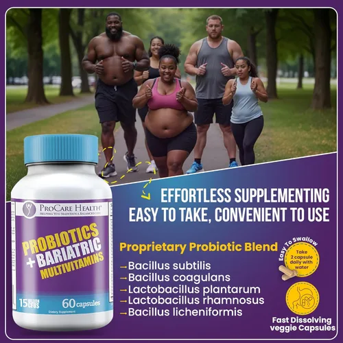 Miniatura 5 de ProCare Health Multivitamínico bariátrico probiótico con hierro de 45 mg (60 unidades) - 15 mil millones de UFC probiótico bariátrico cápsulas