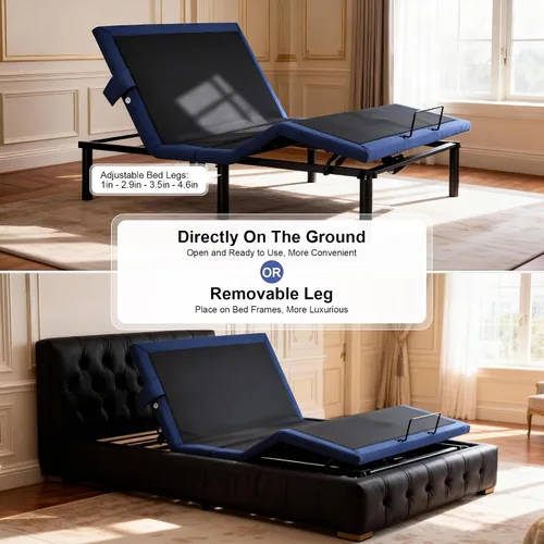 Miniatura 6 de Fromann Base de cama ajustable individual, base de cama ajustable con control remoto inalámbrico y puertos USB, gravedad cero, masaje, inclinación