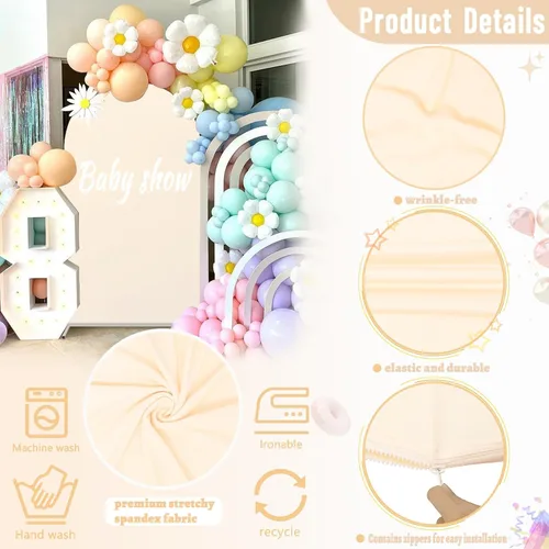 Miniatura 5 de Fundas de arco elásticas de 6 pies, color beige, para bodas, cumpleaños, baby shows, fiestas, banquetes