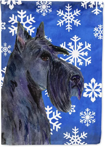 Miniatura 101 de Caroline's Treasures SC9374GF Bulldog English Snow flakes Holiday Garden Flag Buzón Bandera decorativa para patio exterior, patio, obras de arte