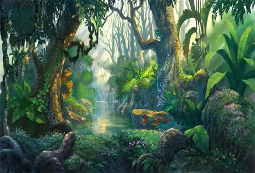Miniatura 11 de AOFOTO Fantástico telón de fondo de selva de 5 x 3 pies para explorar bosques de verano para fotografía de aventura, fondo de fotografía