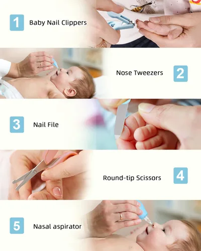 Miniatura 5 de Lictin - Kit de cuidado y salud para bebés, kit de cuidado de la salud de seguridad para recién nacidos con cepillo para el cabello, peine, Azul bebé