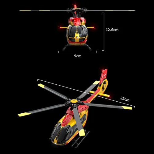 Miniatura 9 de C190 H145 6CH Helicóptero de control remoto avión para adultos principiantes RC Heli solo rotor sin altitudes mantener la altitud/posicionamiento