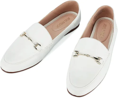 Miniatura 6 de JENN ARDOR Mocasines Penny para mujer, mocasines de moda, cómodos zapatos planos de conducción, Blanco