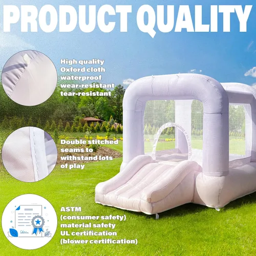Miniatura 7 de Casa de rebote para niños pequeños de 1 a 3 años, mini casa de rebote con tobogán para interiores y exteriores, 8.33 pies de largo x 5.4 pies