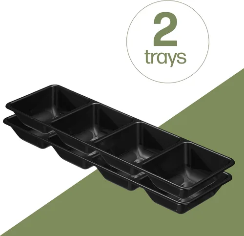 Miniatura 5 de Plasticpro Bandeja de servir de plástico rectangular de 4 secciones/platillo (2, Negro)