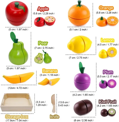 Miniatura 2 de Comida de madera para niños, cocina para cortar frutas, juguetes para niños pequeños, simulación de verduras, regalo para niños y niñas, juguetes
